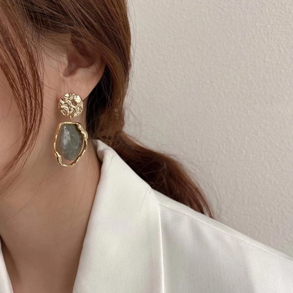 Sterling Silver "Winter" Drop Stone Pendants with Gold Casing - Picture 2 of 13